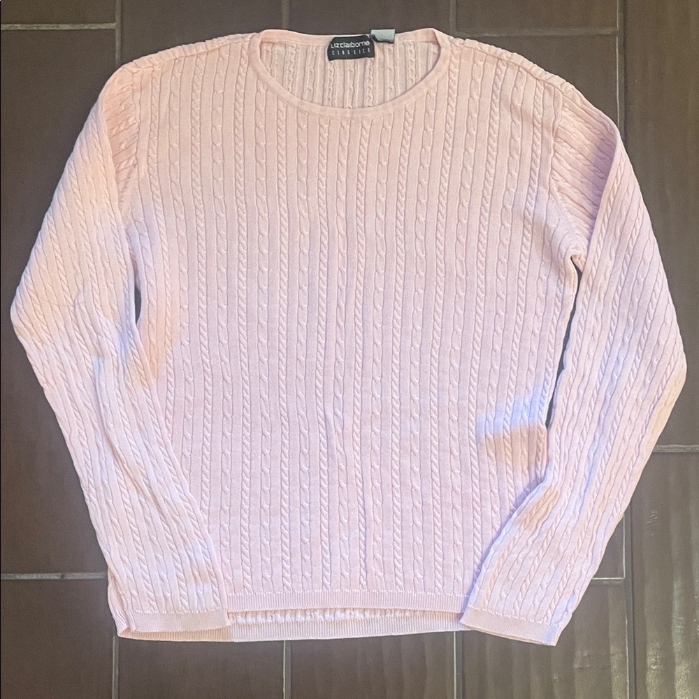 Liz Claiborne Light Pink Cable Knit Sweater